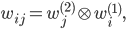  w_{ij} = w_j^{(2)} \otimes w_i^{(1)}, 
